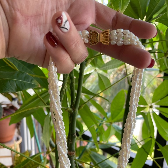 Freshwater Multi-Strand Pearl 14K Gold Plated Necklace - Picture 9 of 10